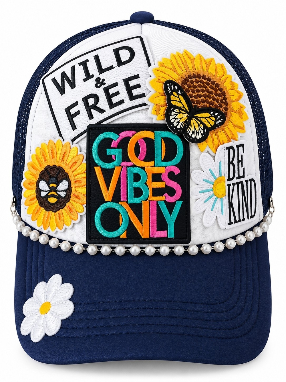 A187. Just Kiddin' Wild & Free Good Vibes Trucker Hat NWT